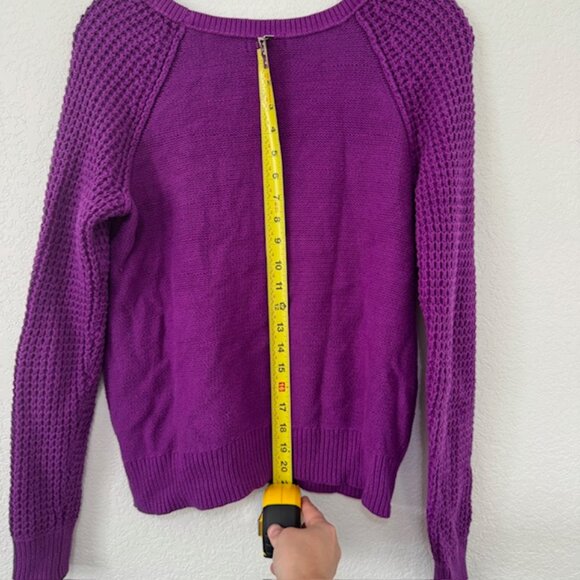 a.n.a Womens Purple Cable Knit Long Sleeve Sweater Womens size Large - Picture 6 of 7